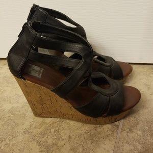 Black wedge sandals